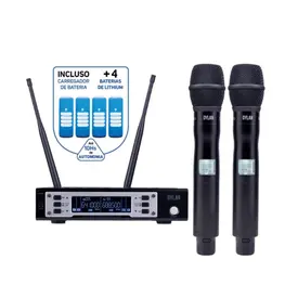MICROFONE S/FIO MAO DUPLO DYLAN D9000S.