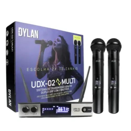 MICROFONE S/FIO MAO DUPLO DYLAN UDX02 MULTI.