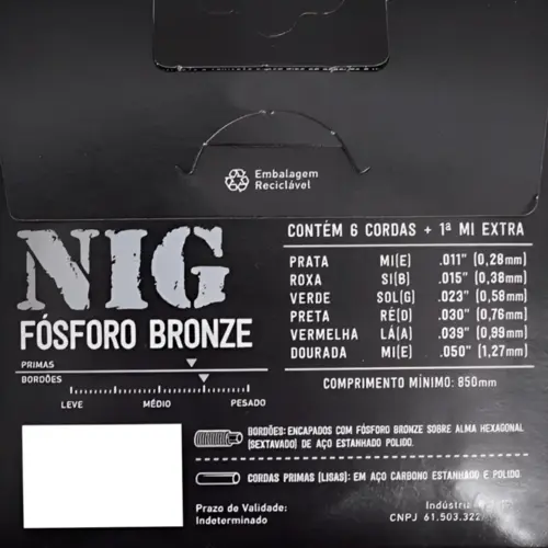 ENCORDOAMENTO GUITARRA 011 NIG N61