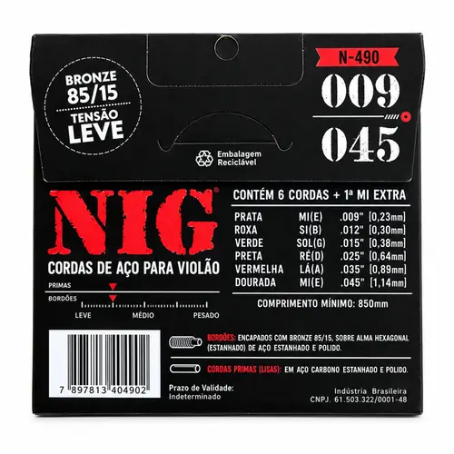 ENCORDOAMENTO VIOLAO ACO 009 NIG N490 BRONZE