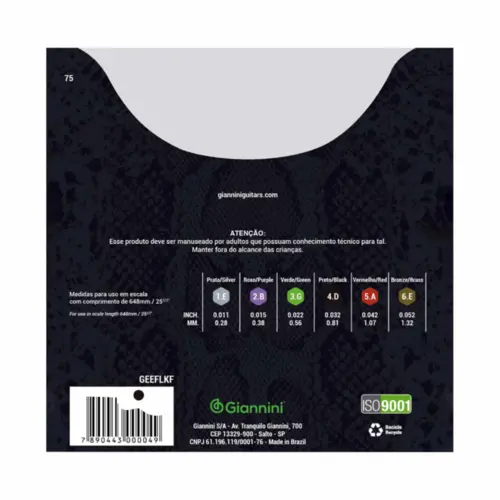 ENCORDOAMENTO VIOLAO ACO 011 GIANNINI GEEFLKF FOSFORO BRONZE