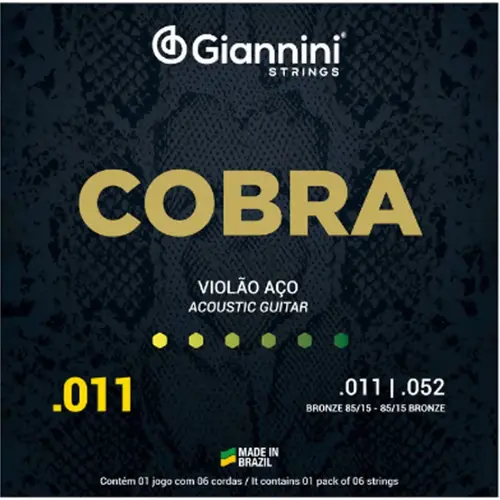 ENCORDOAMENTO VIOLAO ACO 011 GIANNINI GEEFLK BRONZE
