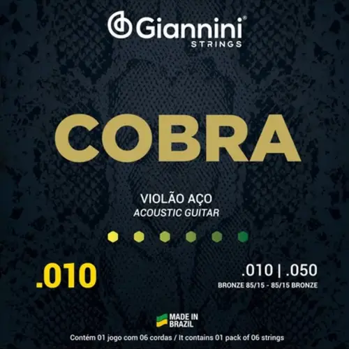 ENCORDOAMENTO VIOLAO ACO 010 GIANNINI GEEFLE BRONZE