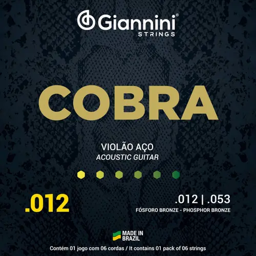 ENCORDOAMENTO VIOLAO ACO 012 GIANNINI GEEFLKSF FOSFORO BRONZE