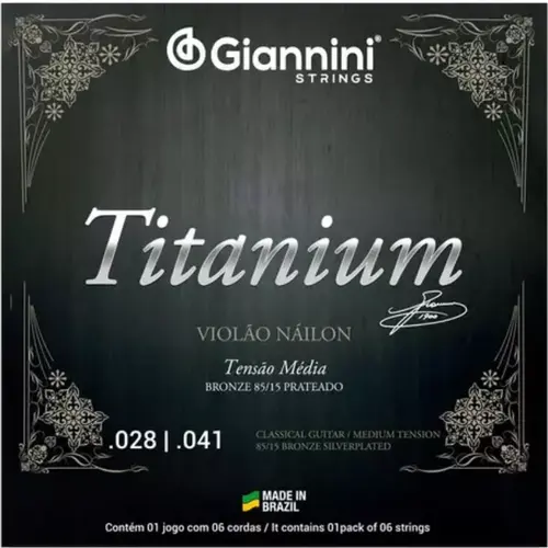 ENCORDOAMENTO VIOLAO NYLON GIANNINI GENWTM TITANIUN MEDIA