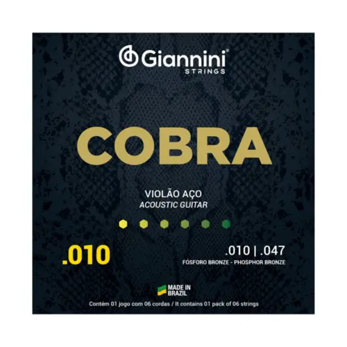 ENCORDOAMENTO VIOLAO ACO 010 GIANNINI GEEFLEF FOSFORO BRONZE