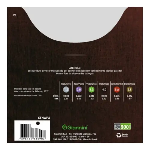 ENCORDOAMENTO VIOLAO NYLON GIANNINI GENWPA CLASSICO PESADA