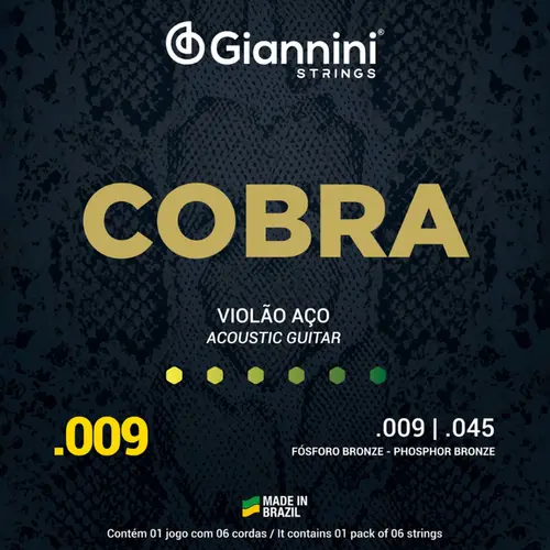 ENCORDOAMENTO VIOLAO ACO 009 GIANNINI GEEWAKF FOSFORO BRONZE