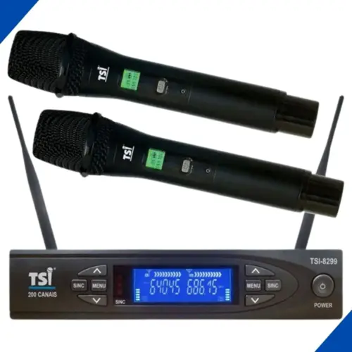 MICROFONE S/FIO MAO DUPLO TSI 8299 UHF